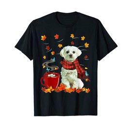 Maltese - Fall - Chocolate - Hot - Funny Dog Autumn Men Women T-Shirt