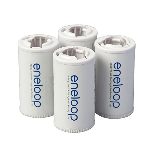 Panasonic BQ-BS2E4SA eneloop C Size Battery Adapters for Use With eneloop Ni-MH Rechargeable AA Battery Cells, 4 Pack