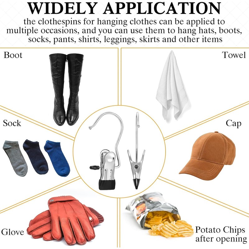 WADY 20PCS Laundry Hanging Hooks Stainless Steel Adjustable Boot Hangers