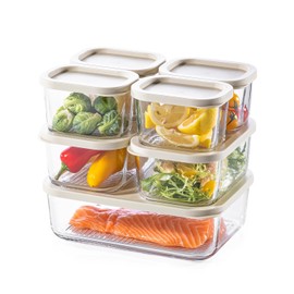 KEMETHY 7 Pack Glass Food Storage Containers with Lids,Stackable BPA Free Glass Meal Prep Containers,Glass Lunch Containers with Lids for Kitchen Storage and Organization- Baking, Microwave, Oven