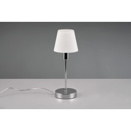 Trio Leuchten Luis II 595700106 Table Lamp Chrome Metal White Satinised Glass Excl. 1x E14 On/Off Touch