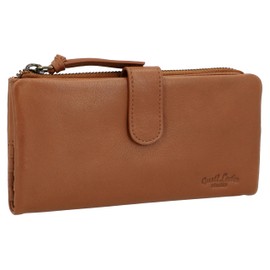 Gusti Vida Leather Wallet Card Holder Vintage Women's Extra Coin Compartment, brown, Retro