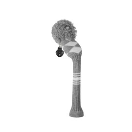 Knit Woods Golf Club Head Cover, 1pcs Pack, Fit Fairways, with Rotating Number Tag (Grey White Argyles)