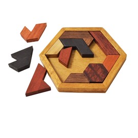 KINGZHUO Hexagon Tangram Puzzle Wooden Puzzle for Children and Adults Challenging Puzzles Wooden Brain Teasers Puzzle for Adults Puzzles Games Family Portable Brain Games Tangrams for Adults