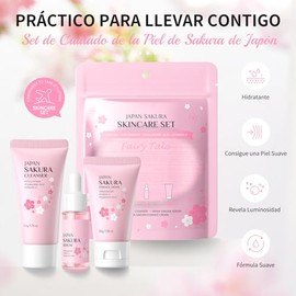 Set de Regalo Sakura para Cuidado Facial, 22 Piezas con Mascarilla de Barro, Crema de Ojos, Mascarilla Labial, Hidratante para Mujer y Niñas, Piel Sua