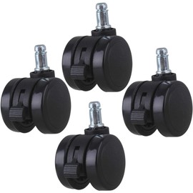 logyues 2 Inch Office Chair Casters Wheels Black PU Replacement Wheel with Brake Support 120KG Set of 4