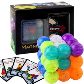 Magnetic Balls Building Blocks DIY Magnetic Sphere Balls with 54Pcs Shape Cards Home Office Stress Relief Toy for Kids Adults
