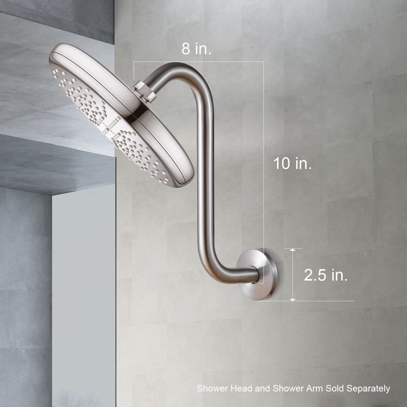 OFFO Shower Head Extension Arm 25.4cm(10 in), Brushed Nickel S
