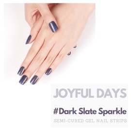 JOYFUL DAYS Gel-Nagelstreifen, halbgehärtet, selbstklebend, Aufkleber für Gel-Nagellack, Nail Wrap inkl. Feile und Stick (Dark Slate Sparkle)