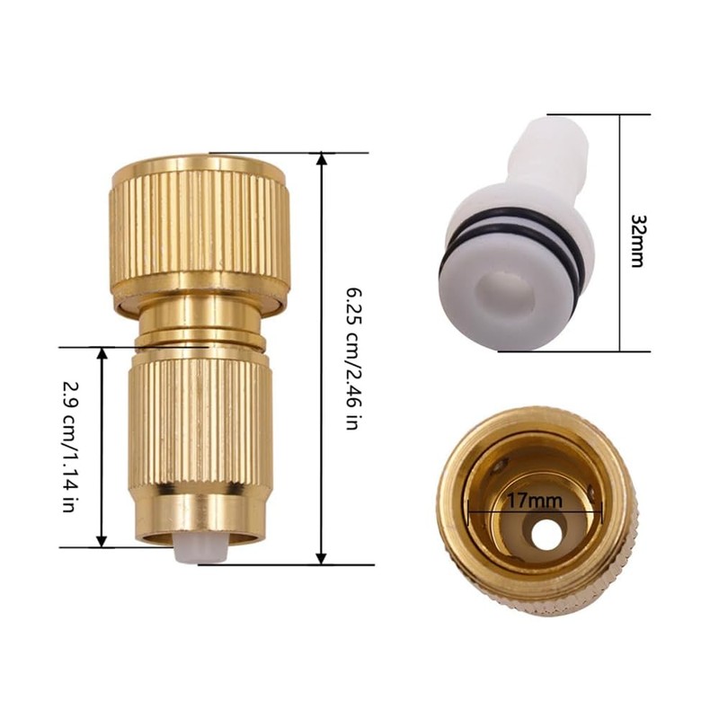 Sarini 2pcs Quick Connector Faucet AdapterSet Aluminum Alloy Copper-Plated Expandable