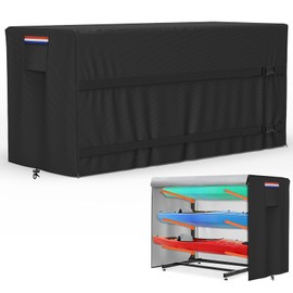 Roasivi Kayak Rack Cover 12.1'L x 3'W x 4.6'H Black Comprehensive Protection, Suitable for 2-4 Levels Freestanding Kayak Racks, for Garage/Outdoor, Durable & Tear-Resistant