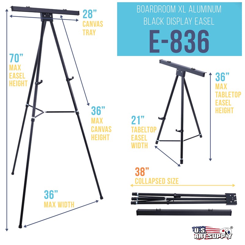 U.S. Art Supply 70" High Boardroom XL Black Aluminum Flip