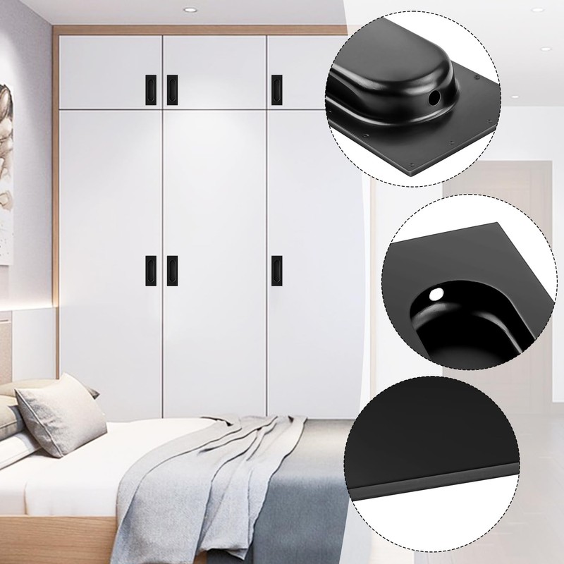 yuntop Black Sliding Closet Door Handles Recessed Finger Flush Pulls