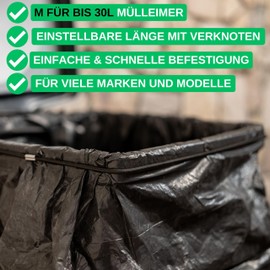 Universal Rubber Band for Rubbish Bins, Pack of 6, Size M, Fits up to 30 L Single Inserts, Compatible with Wesco Wheelie Bins, 50 cm Elastic Rubber Ring, Wheelie Bin Bands Rubber, Rubber Band Rubbish