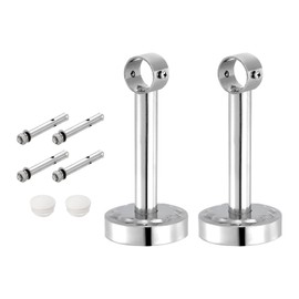 sourcing map 4 Set 5.91inch Ceiling Mount Bracket Fit 1.02inch Pipe, Stainless Steel Curtain Rod Holder Closet Rod Holders for Wardrobe Bathroom Curtain Pipe, Silver