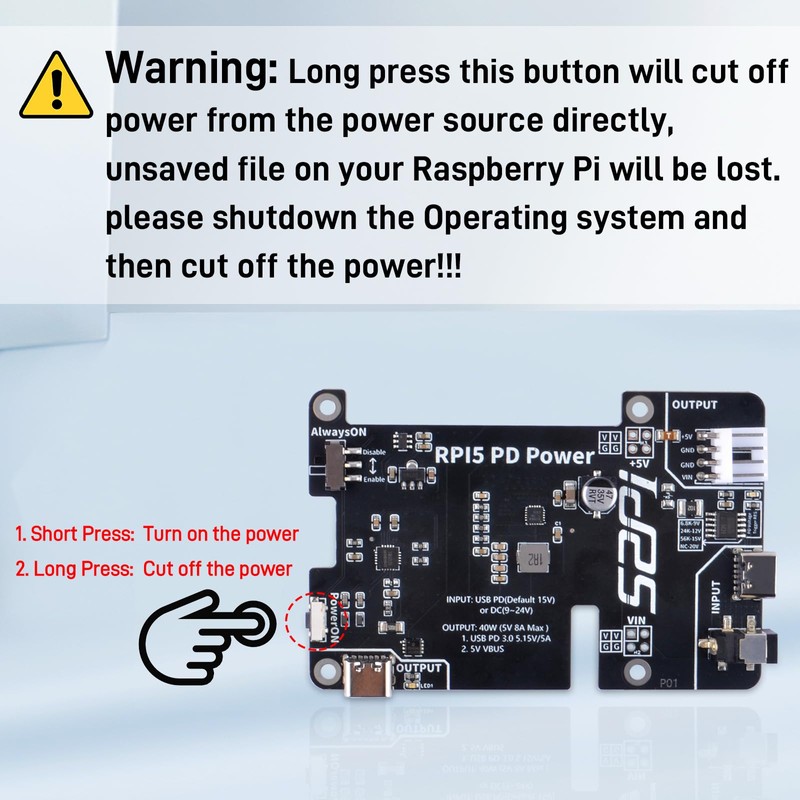 GeeekPi PD Power Expansion Board for Raspberry Pi 5 8GB