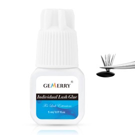 GEMERRY 5 ml Cluster Eyelash Glue Eyelash Extension Glue Extra Strong Eyelash Glue 1S Drying Time / 8 Weeks Shelf Life Long Lasting Black Glue for Use