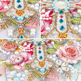 MXJSUA Special Shape Diamond Painting Kits for Adults, Special Shaped Crystal Rhinestones Diamond Art Painting for Home Wall Decoration Gift 30x40 cm, Flower Cross