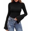 MANGOPOP Bell Sleeve Mock Neck Long Sleeve Bodysuit for Going