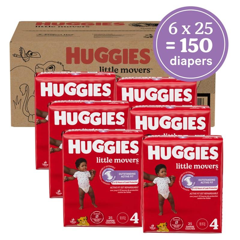 Huggies Size 4 Diapers, Little Movers Baby Diapers, Size 4