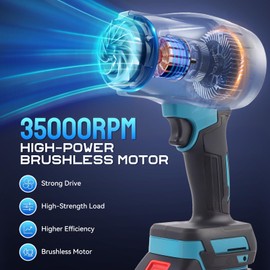 Brushless Electric Cordless Leaf Blower 21V 35000RPM Handheld Leaf Blower 2 X 5.0Ah Batteries & 1 Charger, Lightweight Leaf Blowers for Patio Cleaning, Lawn Care,Blowing Leaves and Dust, Car,Camping