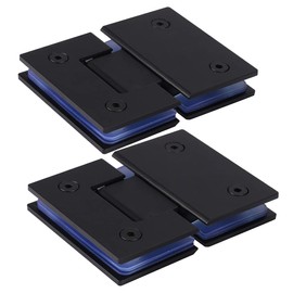 WANLIAN 180 Degree Glass Frameless Door Hinges,Frameless Shower Door Hinges, Heavy Duty 304 Stainless Steel Glasss to Glass Hinge Glasss Shower Doors Hinge Replacement Parts Black for 8-12 mm (2PCS)