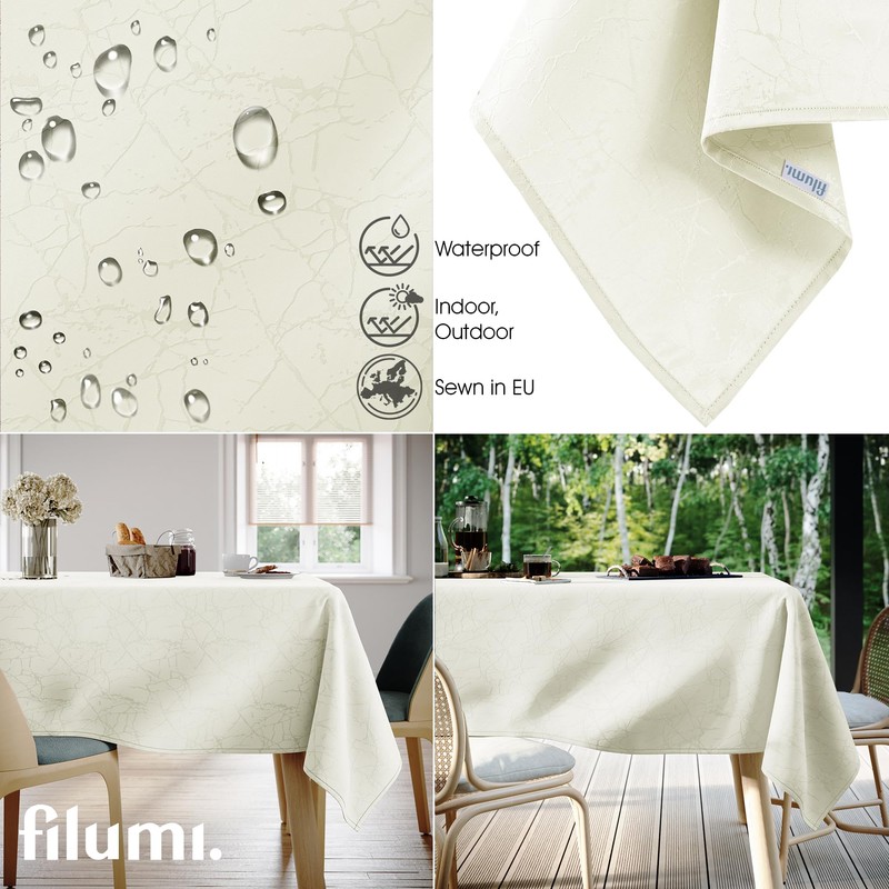 Filumi Tablecloth 140 x 240 cm Oval Cream Washable for