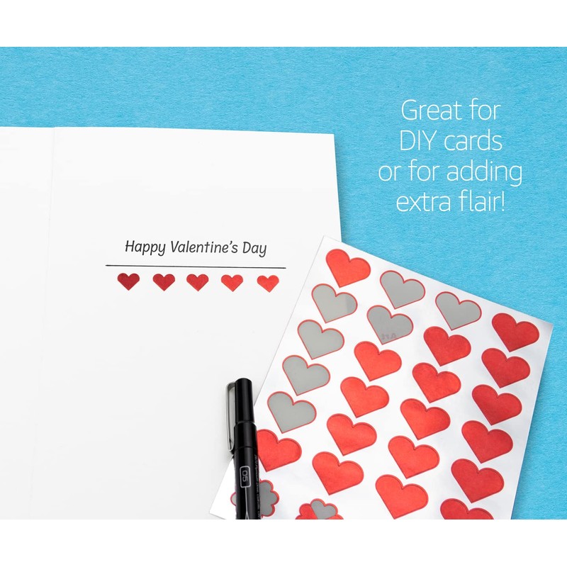 Hygloss Red Foil Heart Shape Stickers, 2 Sheets