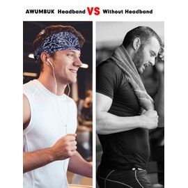 AWUMBUK Headbands for Men, Sweat Bands Head Sports Hair Bands Elastic Head Bands Men Running Gym Accessories 5 Pack