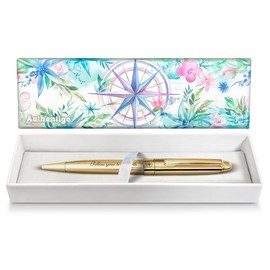 Authentigo Follow Your True North Fancy Pen Women, Ballpoint Pen for Journaling and Writing, Inspirational Pen with Motivational Saying, Gift Box, Gold