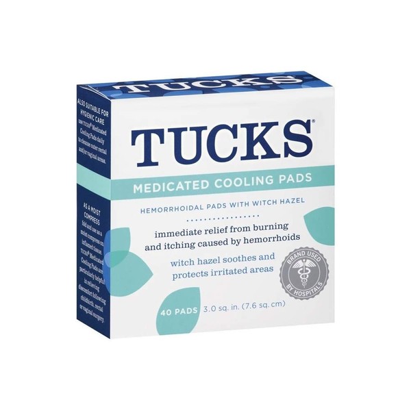 Tucks Medicated Cooling Pads, 40 Pads (Pack of 5)