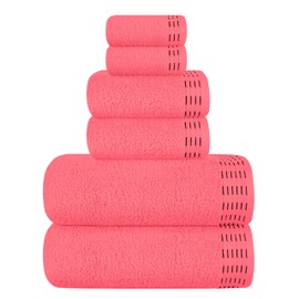 MALLONI HOME Ultra Soft 6 Pack Cotton Towel Set, Contains 2 Bath Towels 28x55 inch, 2 Hand Towels 16x24 inch & 2 Wash Coths 12x12 inch, Ideal Everyday use, Compact & Lightweight - Coral Orange