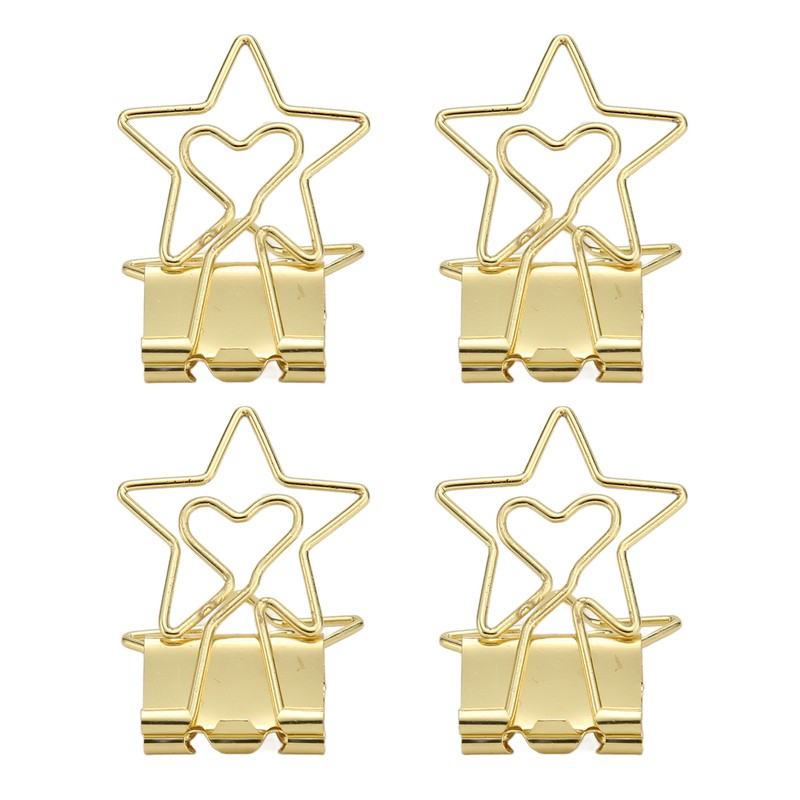 100 Pcs Binder Clips Star Shape Paper Clamps Hollow Long