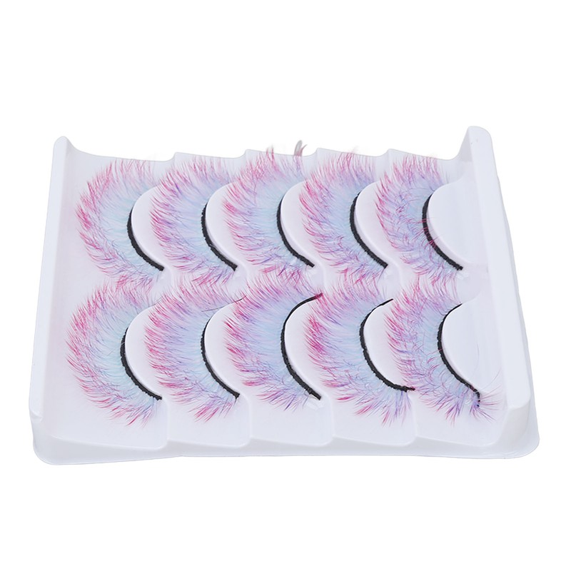 5pcs Colorful Eyelashes Dramatic Gradient Color False Eyelashes Fluffy 3D