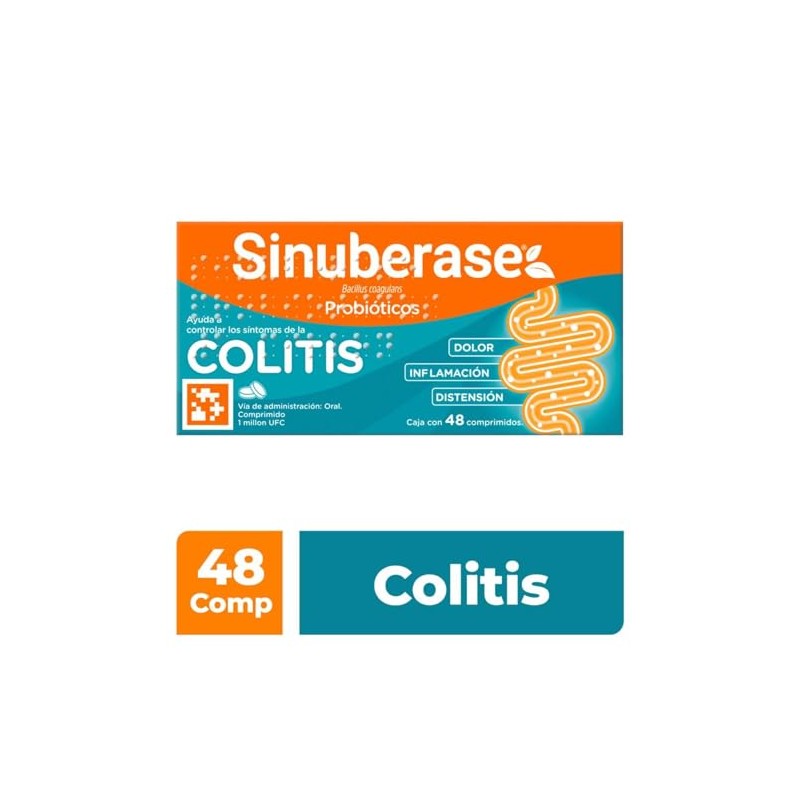 Sinuberase Probióticos Bacillus Coagulans 1 millón UFC 48 comprimidos. Alivia