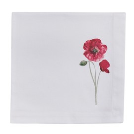 Split P Reusable Poppy Red Flower Cloth Napkin Set of 4, 18" Square Floral Decorative Dinner Napkins for Summer Kitchen Table Decor and Country Spring Dining Room Decoration