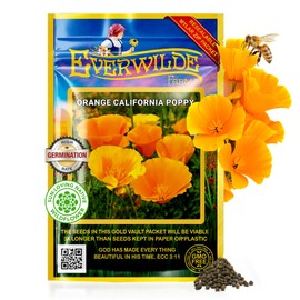 Everwilde Orange California Poppy Seeds 1/4 lb – Bright Orange Wildflowers – Drought-Tolerant, Easy-to-Grow Annual – Perfect for Gardens, Containers & Landscapes – Gold Vault Packet