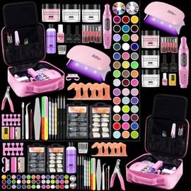 Acrylic Nail Kit for Beginners with Everything in Gift Organizer Bag, Pink