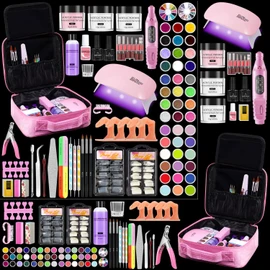 Acrylic Nail Kit for Beginners with Everything in Gift Organizer Bag, Pink