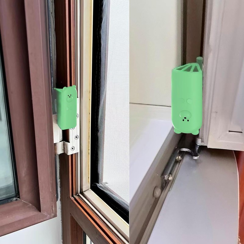 Door Pinch Guard,Slam Stoppers,Soft Stopper Hinge,Hanging Rubber Wedge,Green,2PCS