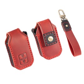 PIMOHI Suzuki Key Case, Genuine Leather, Fronx, Jimni Nomad, New Jimny 64 Series, Spacia Custom Key Cover, Crosby Solio Leather, Smart Key Case, Custom Parts, Lightweight, red