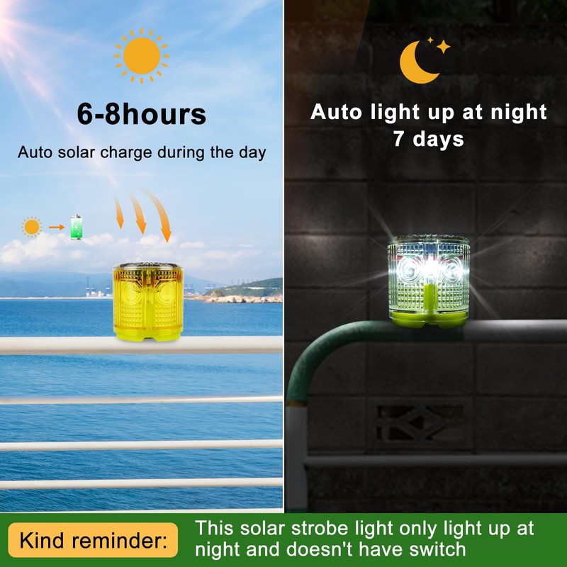 Aolyty Solar Strobe Warning Light Strong Magnetic Base Flashing Super