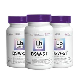 BSW-51 Suplemento Alimenticio (Boswellia Serrata AprèsFlex® + Ácido Hialurónico + Piperina) 90 Cápsulas de 860 mg c/u. Apoyo Articular, Confort y Movi