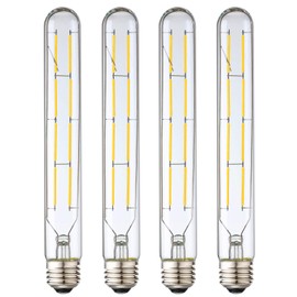 Leools 8W Dimmable Edison Led Tubular Bulb T10/T30,75 Watt Incandescent Bulb Equivalent, T10 Tube Edison Style LED Filament Bulb, 4000K Daylight Glow,8.9inch(225mm),4-Pack.