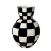 Black and White Checkered Ceramic Vases for Home Decor, 10"