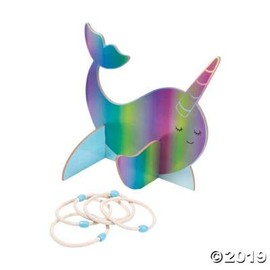 Fun Express NARWHAL Wooden Ring TOSS Game - Toys - 5 Pieces