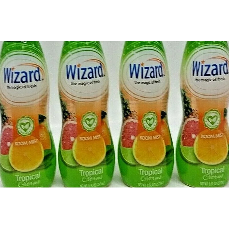 WIZARD 4X Scented Air Freshener Spray TROPICAL CITRUS Room Mist