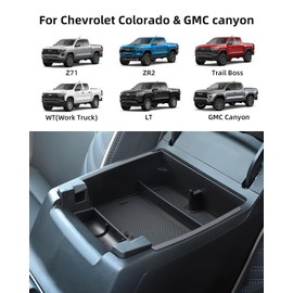 LANGBEAN Armrest Organizer and Dashboard Organizer for 2025 2024 2023 Chevy Colorado/GMC Canyon, Center Console Organizer, Center Console Tray Custom for Chevy Colorado/GMC Canyon Accessories，Black