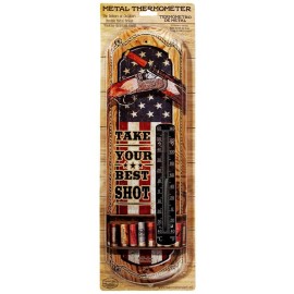 Countryside Tin Metal Thermometer, Take Your Best Shot