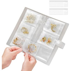 Libro de Almacenamiento de Joyas Transparente, Bolsitas para Joyería, Organizador de Joyeria, Joyas para Pendientes, Anillos (84Rejillas+30Bolsas)